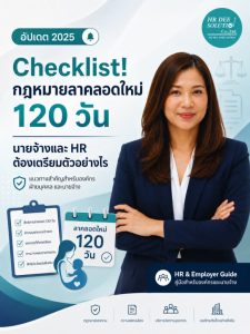 กฎหมายลาคลอดใหม่ 120 วัน อัปเดต 2025 สำหรับ HR และนายจ้าง เตรียมสิทธิการลาคลอด ค่าตอบแทน และเอกสารให้ถูกต้องตามกฎหมายแรงงาน